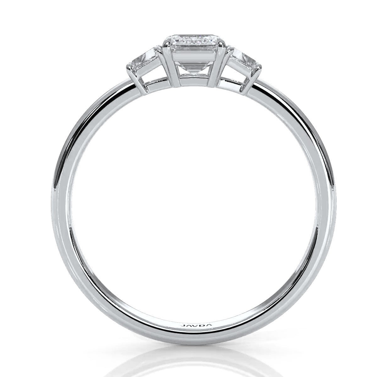 3 Stone Emerald Lab Grown Diamond Engagement Ring 0.84 Ctw.